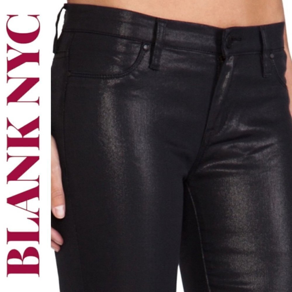 BLANK NYC Spray On Black Metallic Super Skinny Stretchy Ankle Pants, Size 27 - Picture 10 of 15